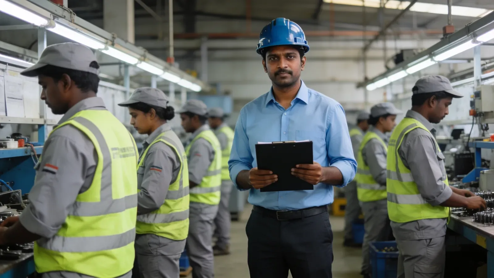 Supervisor with a deployed contract team on a production line