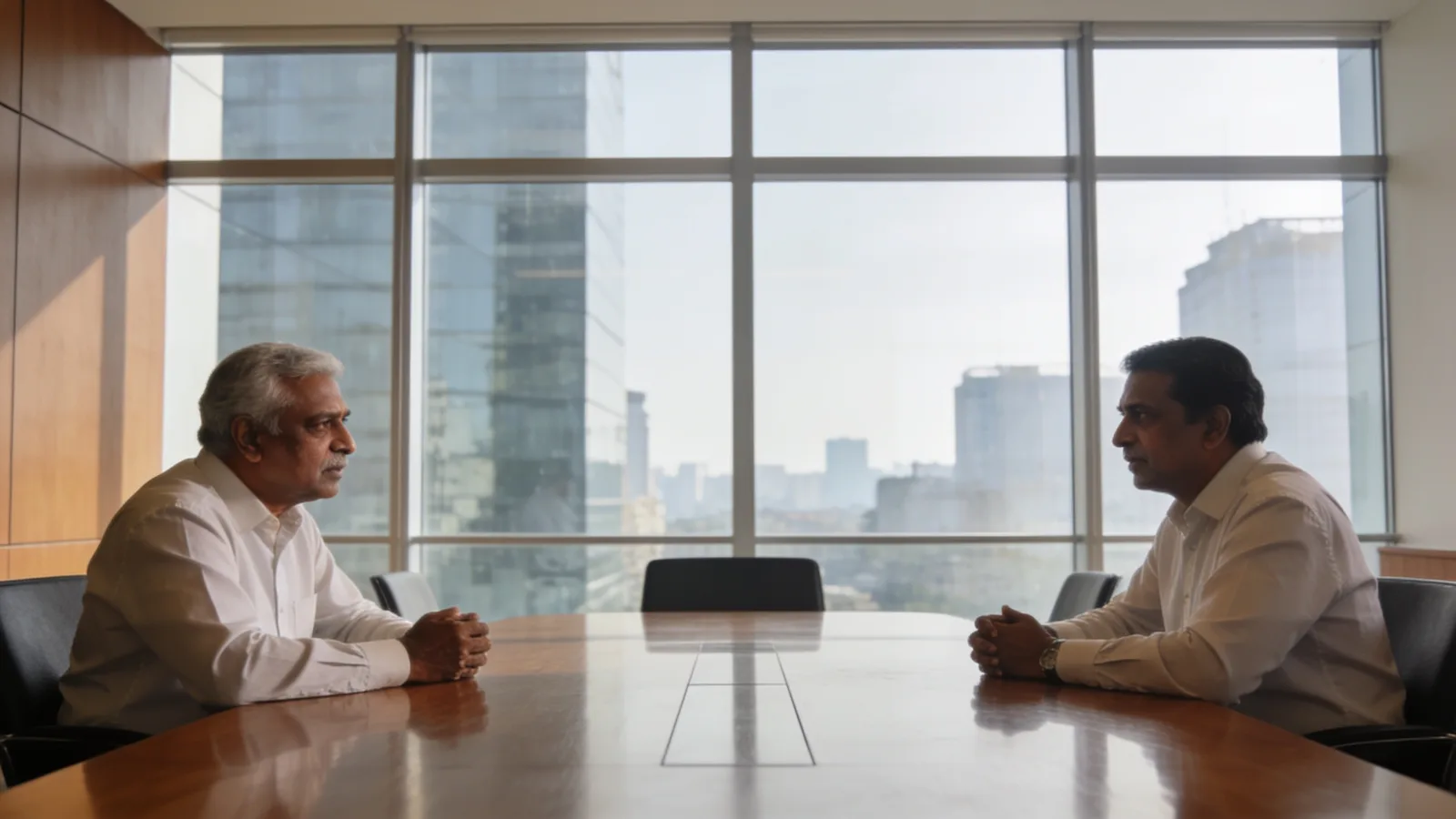 Boardroom conversation with a senior leadership candidate
