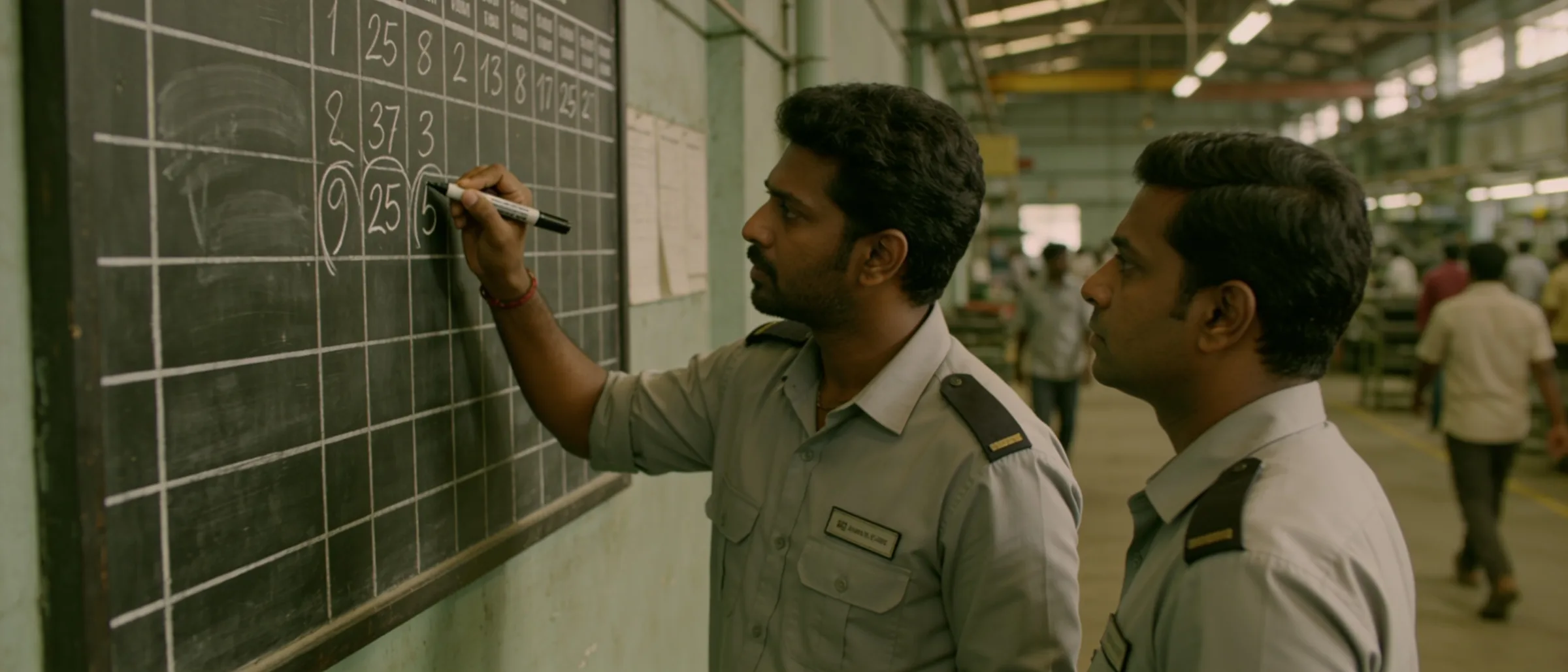 Shift handover at the production line board